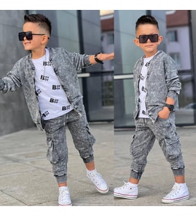 ERKEK COCUK HİRKALİ TAKİM. HİRKA + PANTALON + TİŞORT. MUKEMMEL KALİTE 3 LU TAKİM. 4-12 YAŞ (Siyah)