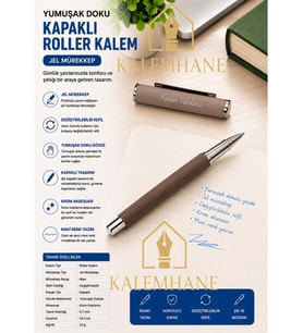Kişiye Özel Mat Pastel Renk Ahşap Kutulu Roller Kalem ( Kahve )