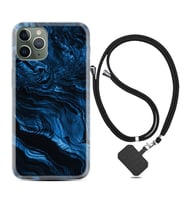 Apple iPhone 11 12 13 14 Pro Max Kılıf Boyun Askılı Silikon Blue MArble 1379