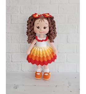 Ateş Kıvırcık Saçlı Karnaval Bebek Amigurumi Organik Oyuncak