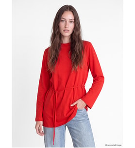 LCW Modest Kırmızı Bisiklet Yaka Kadın Sweatshirt Tunik