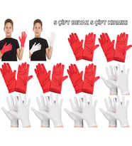 Çocuk Gösteri Eldiven Seti – 5 Çift Beyaz &amp;amp;amp; 5 Çift Kırmızı (5343)