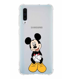 Samsung Galaxy A50  Köşe Korumalı Antişok Kapak Mickey Mouse Tasarımlı Şeffaf  Kılıf