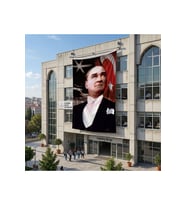 Ay Yıldızlı Bayrak Atatürk Portresi Poster Bayrak Raşel Kumaş 6x9 metre ATA15