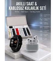 7 Kordonlu Akıllı Saat Ve 3.Nesil Kulaklık Dokunmatik Ekran Sesli Görüşme Yapabilen