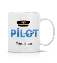 Pilot Özel Hediye İsimli Çay Kahve Kupa Bardak-Pilot1-039