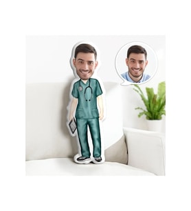 Kişiye Özel Sağlıkçı Doktor Şekilli Oyuncak Yastık