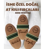 Beautysev İsme Özel  Baskılı %100 Doğal At kılı selülit fırçası (Bez çanta hediyeli)