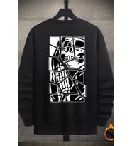 Unisex Skullcracked Bisiklet Yaka Sweatshirt (Siyah)