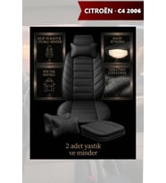 citron c4 2006 Koltuk ve Kılıf uyumlu Minder Yastık Siyah Lüks 2 Minder 2 Yastık