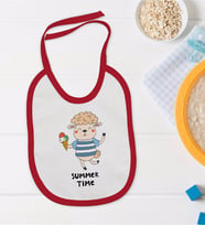 BK Kids Summer Time Tasarımlı Kırmızı Bebek Mama Önlüğü-1