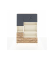 Arges Dolap 9 Raflı 6 Çekmeceli 3 Kapaklı 132x30x195 Aytaşı-Antrasit/Çam