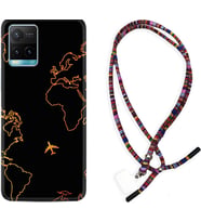 Vivo Y11S Y21S Y20 Y20S Y70 Kılıf Boyun Asklı Rasta Silikon Harita ve Uçak 1777