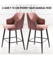 2 ADET PERRY 75 CM OTURUM YÜKSEKLİĞİ ADA MUTFAK VE BAR SANDALYESİ - BABYFACE KUMAŞ - METAL AYAK