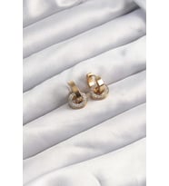 Northcity 316L Çelik Altın Renk Zirkon Taşlı Halka Model Küpe 5886