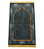 Albion Mihrab Motifli Kadife Seccade Siyah