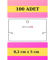 With Love - 100 Adet Bileklik & Kolye Kartı - Takı Kartı - Paketleme Kartı  (Pembe)