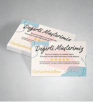 Teşekkür Kartı  Thank You Card - 100 Adet Tek Yön
