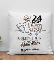 BK Gift Kişiye Özel Öğretmenler Günü Beyaz Kırlent Yastık- 16, Öğretmene Hediye, Öğretmenler Günü
