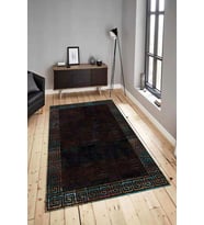 Dijital Baskılı Yıkanabilir Kaymaz Modern Renkli Salon Halısı Mutfak Halısı Yolluk ND-HY-1257 (Siyah)