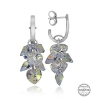 Swarovski Crystal Taşlı Gümüş Kalp Salkım Sallantılı Çivili Kadın Küpe