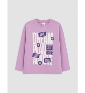 LC WAIKIKI Lila Baskılı Kız Çocuk Kalın Pijama Üst