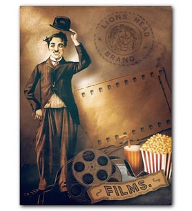 Cakatablo MDF (Ahşap) Tablo Charlie Chaplin Sinema Zamanı Görseli