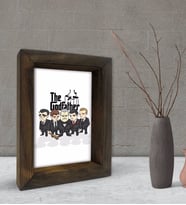 BK Gift Baba Godfather Tasarımlı Dekoratif Doğal Masif Ahşap Çerçeve 15x20cm-22 (Beyaz)