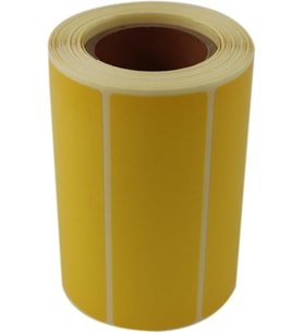Sarı Zemin Baskılı Kuşe Etiket 100mm x 30mm Ruloda 500 Adet 40mm Kuka Çapında Barkod Yazıcı Etiketi