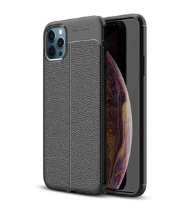 Apple iPhone 12 Pro Max Deri Görünümlü Firo Silikon Kılıf (Siyah)