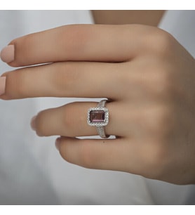 Baget Zirkon Taş  925 Ayar Gümüş Kadın Yüzük