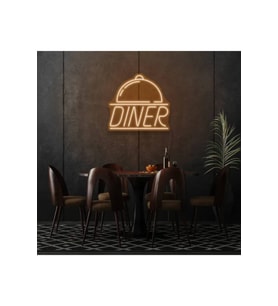 Restoranlara Özel Diner Yazılı ve Şekilli Neon Tabela