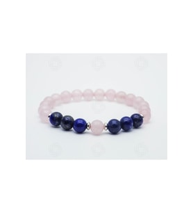 Pembe Kuvars Ve Lapis Lazuli El Yapımı Doğal Taş Bileklik  Handcrafted > Sertifikalı