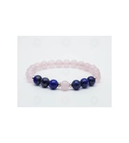 Pembe Kuvars Ve Lapis Lazuli El Yapımı Doğal Taş Bileklik  Handcrafted > Sertifikalı