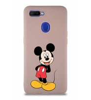 Oppo AX7 Soft Premier Kapak Mickey Mouse-B Tasarımlı Silikon Kılıf - Pudra (Şeffaf)