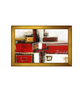 Soyut Şekiller Motifli Kanvas Tablo 50 x 70 cm Gold Çerçeve