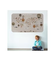 Eğitici Dünya Haritası Dünya Atlası Çocuk Ve Bebek Odası Duvar Sticker-3792-85x130