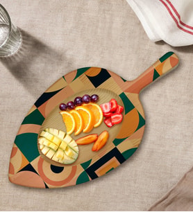 BK Gift Modern Art Tasarımlı Yaprak Şeklinde Doğal Ahşap Servis ve Sunum Tabağı Model 14