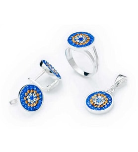 Gümüş Nazarlı Yuvarlak Bayan Set (Standart)