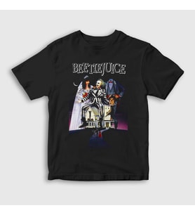 Presmono Unisex Çocuk Siyah Poster Tim Burton Film Beetlejuice T-Shirt 455522tt