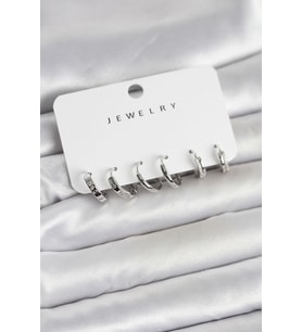 Gümüş Renk Pirinç 3 Çift Kadın Küpe Seti TJ-BKP11645