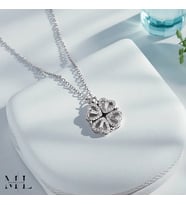 Mareluxe Dört Yapraklı Mıknatıslı Açılabilir Yonca Figürlü Kalpli Aşk Kolyesi 925 Ayar Gümüş Kolye