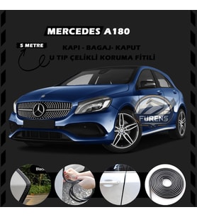 Mercedes A180 Oto Araç Kapı Koruma Fitili 5metre Parlak Siyah Renk