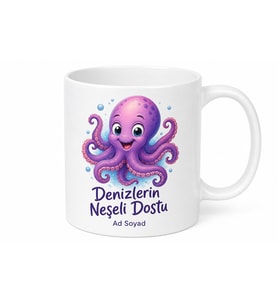 Ahtapot Desenli Eğlenceli Baskılı Kupa Bardak Hediye Porselen Mug