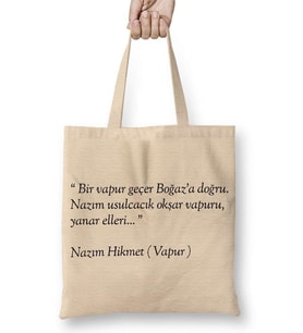 Nazım Hikmet Vapur Şiiri Bez Çanta Uzun Saplı