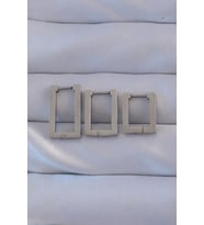 316L Çelik Gümüş Renk Dikdörtgen Küpe Seti - TJ-BKP9160