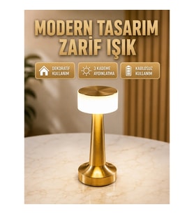 Mey İthalat® Touch Gece Lambası – Dokunmatik Kontrol, Kablosuz Kullanım, Metal Gövde Yeni Nesil