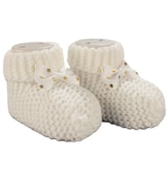 Unisex Ekru Puanlı Fiyonklu Triko Patik 0-6 Ay (Standart)