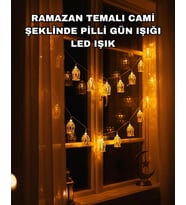 Ev Dekoru İçin Ramazan LED Işık Pilli Sıcak Sarı Cami Figürlü