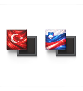 Buzdolap Magnetleri - Slovenya Bayrağı ve Türk Bayrağı - 2'li Set Magneti